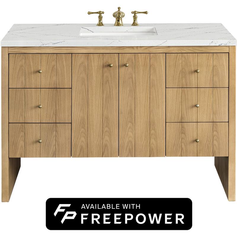 James Martin Vanities 435-V48-FENC Hudson 48" Free Standing Single - Light Natural Oak - Oak Finish