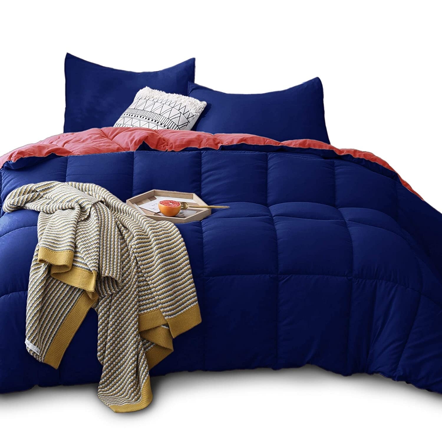 KASENTEX All Season Down Alternative Quilted Comforter Set Reversible Duvet Insert Rose/Beige, Twin Set Machine Washable KASENTEX All Season Down Alternative Quilted Comforter Set Reversible Duvet Insert Rose/Beige, Twin Set Machine Washable