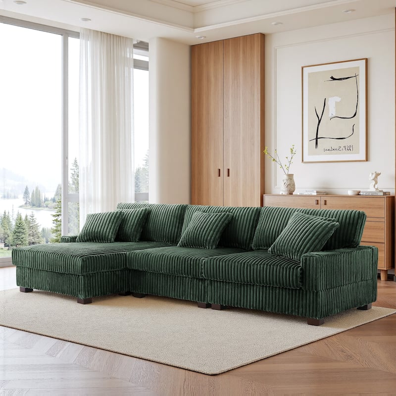 UIXE Upholstered Plush Velvet L Shaped Couch Modular Sofa