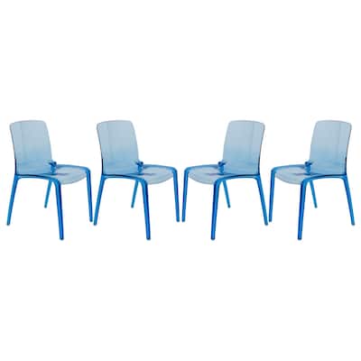Stackable Acrylic Minimalist Plastic Dining Chair Modern Full Back Transparent Accent Side Chair for Kitchen Set of 4