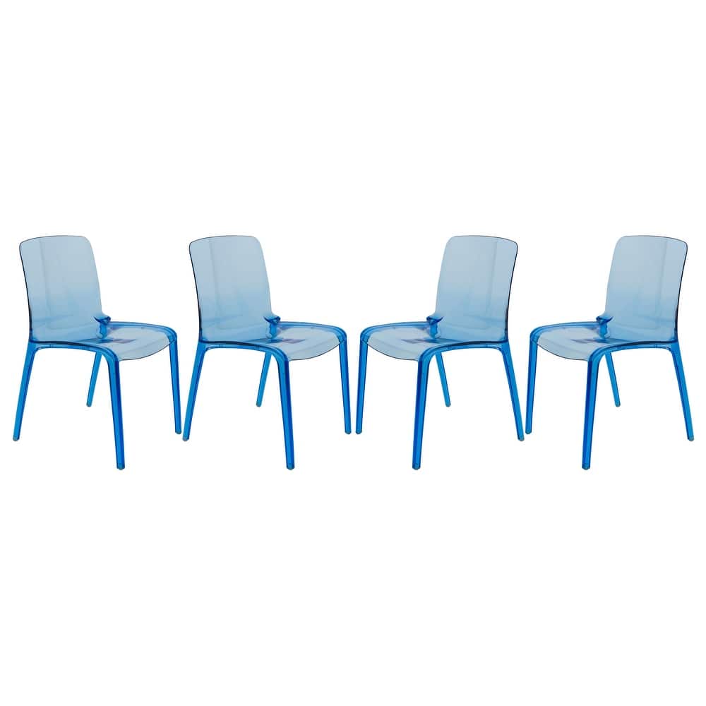 Murray Series Modern Stackable Acrylic Dining Chair with Transparent Design Accent Side Chair for Home & Kitchen (Set of 4)