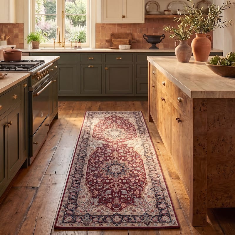SAFAVIEH Tucson Machine Washable Slip Resistant Aline Traditional Rug