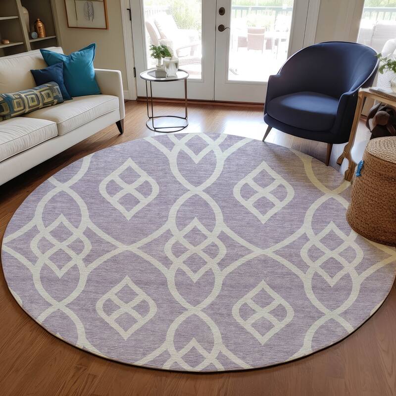 Machine Washable Indoor/ Outdoor Chantille Modern Trellis Rug