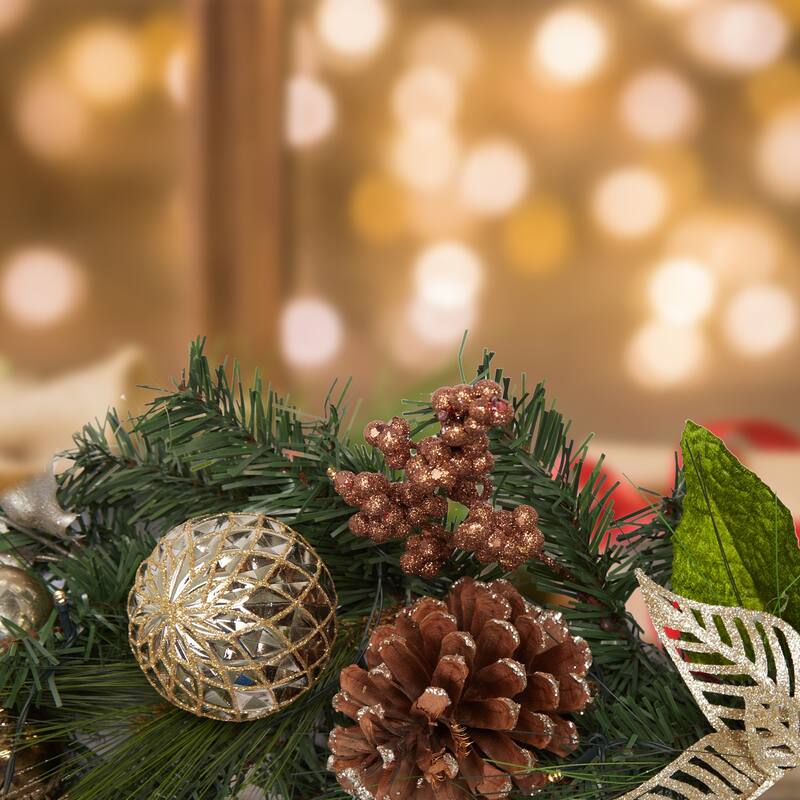 6ft Festive Decor Battery Operated Pre-Lit Christmas Garland - N/A