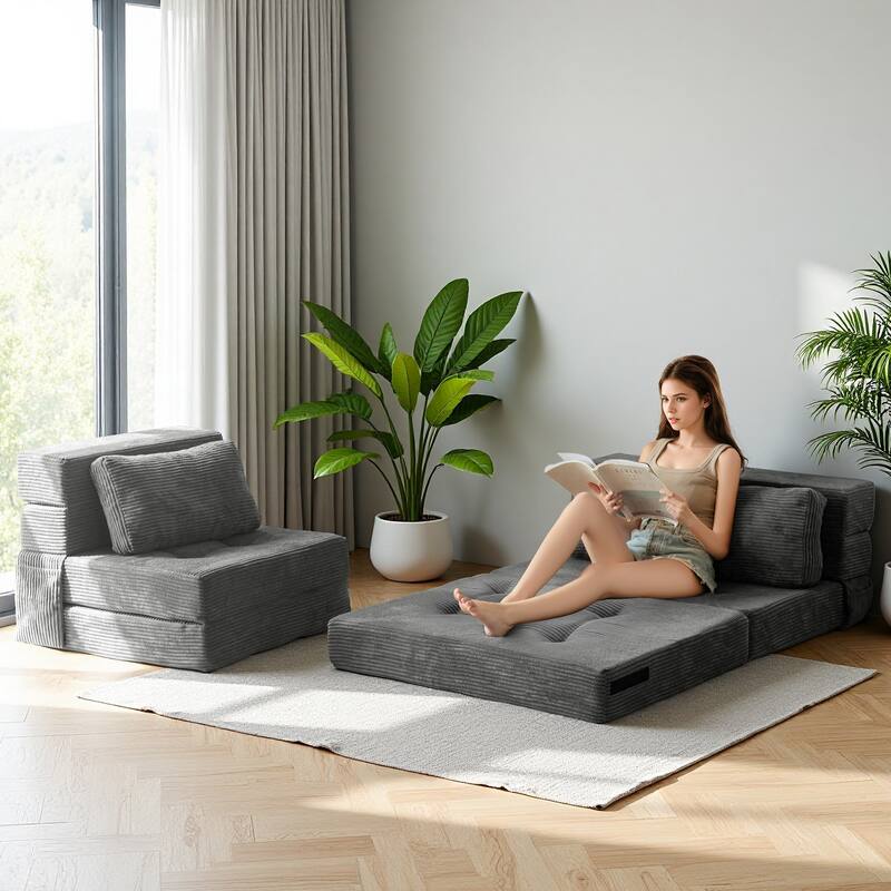 Corduroy Convertible Sofa Bed,Floor Sleeper Sofa