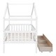 preview thumbnail 33 of 34, Wooden Twin Size Bunk Bed Classic House-shape Bed w/ Drawers Unisex