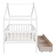preview thumbnail 8 of 47, Wooden Twin Size House Bed with Roof, Guardrail and Drawers