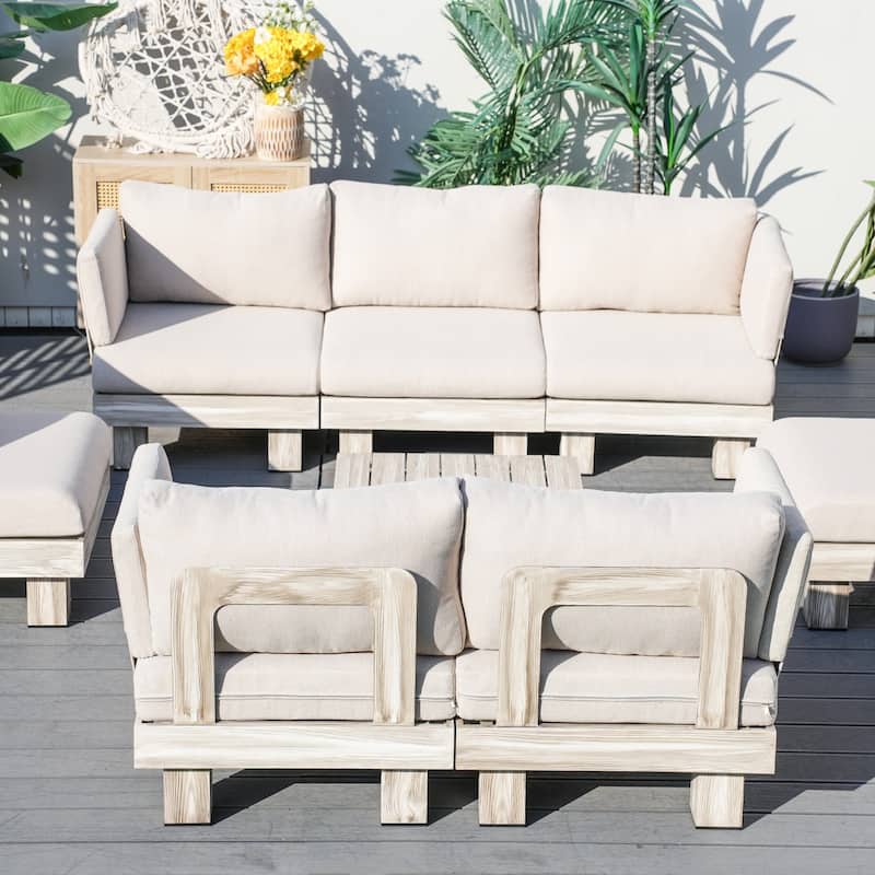 Patio Aluminum Sofa Set with Sponge-filled Cushion and Coffee Table