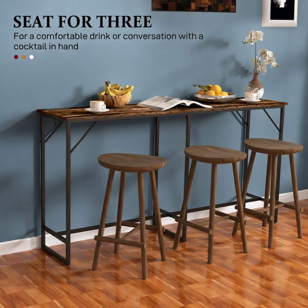 Bar Height Table Breakfast Table with Power Outlets, Wood Dining Table Home Office Table with USB Ports