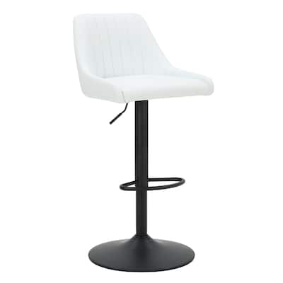 Modern Faux Leather and Metal Adjustable Air-Lift Stool with Swivel, Set of 4 - White and Black