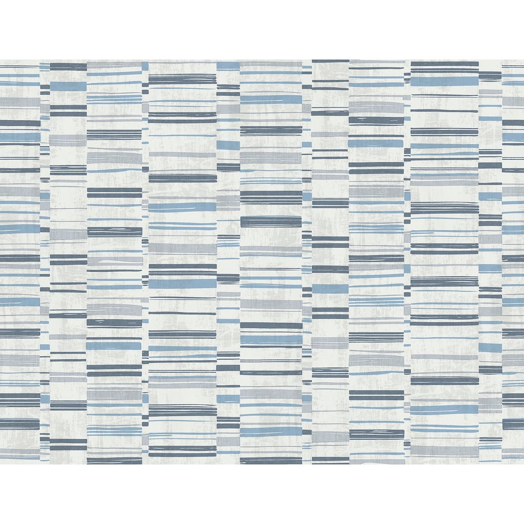 A-Street Prints Fresnaye Blue Linen Stripe Wallpaper