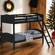 preview thumbnail 12 of 21, Wooden Versatile Twin over Twin Bunk Bed with Arched Headboard,Kids Bed Design Black