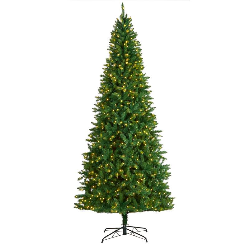 9' Green Valley Fir Artificial Christmas Tree with 800 Clear LED Lights and 2093 Bendable Branches