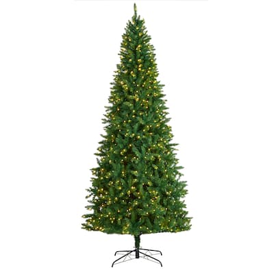9' Green Valley Fir Artificial Christmas Tree with 800 Clear LED Lights and 2093 Bendable Branches