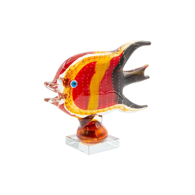 8.75 IN Tall Bora Handcrafted Art Glass Fish Figurine