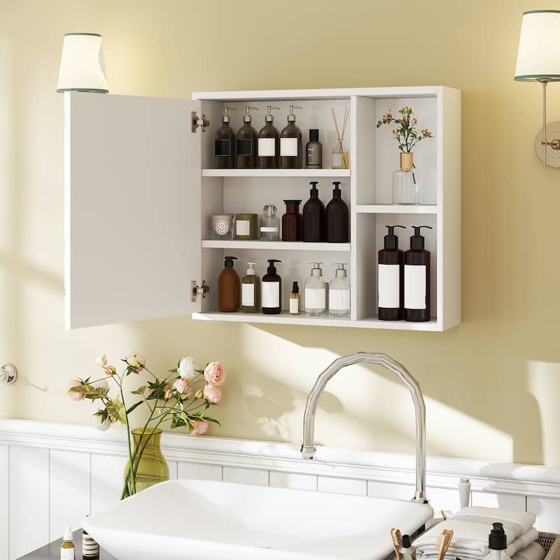 Gymax Bathroom Medicine Cabinet Wall Mounted Storage Organizer w/