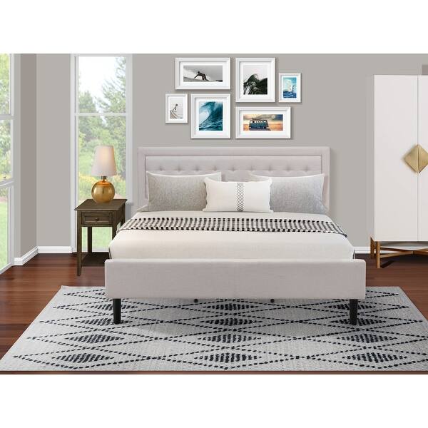Platform King Bedroom Set With Platform Bed And Bedroom Nightstand Mist Beige Linen Fabric End Table Piece Option Overstock 33887621