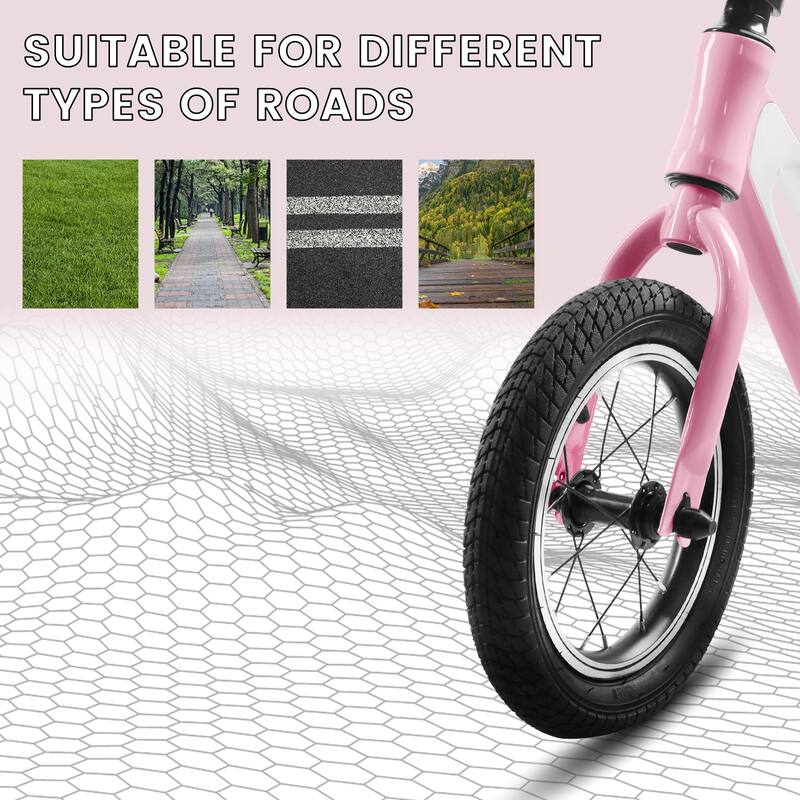12" Toddler Balance Bike with Rubber Foam Tires and Adjustable Seat