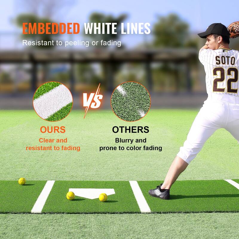 Baseball Softball Hitting Batting Mat with Tightening Rope - 10' x 3.8'