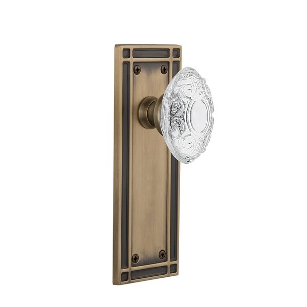 Nostalgic Warehouse MISCVI_PSG_234_NK Vintage Crystal Victorian Passage Door Knob Set with Mission Rose and 2-3/4" Backset