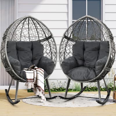 Moasis Cushioned Egg Chair with Rocker, PE Wicker