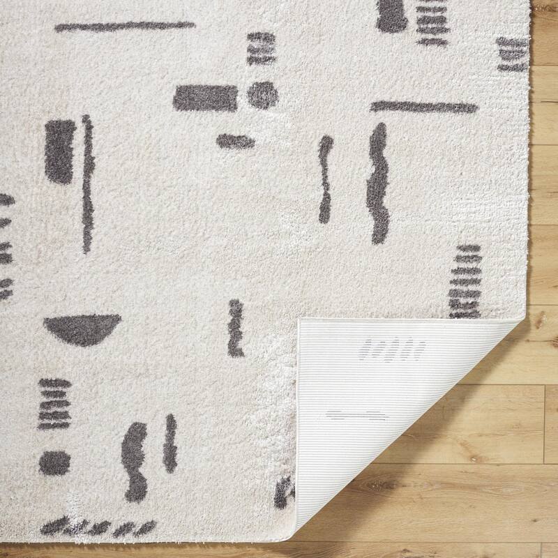 Livabliss Scandinavian Fossay Shag Stripe Washable Area Rug