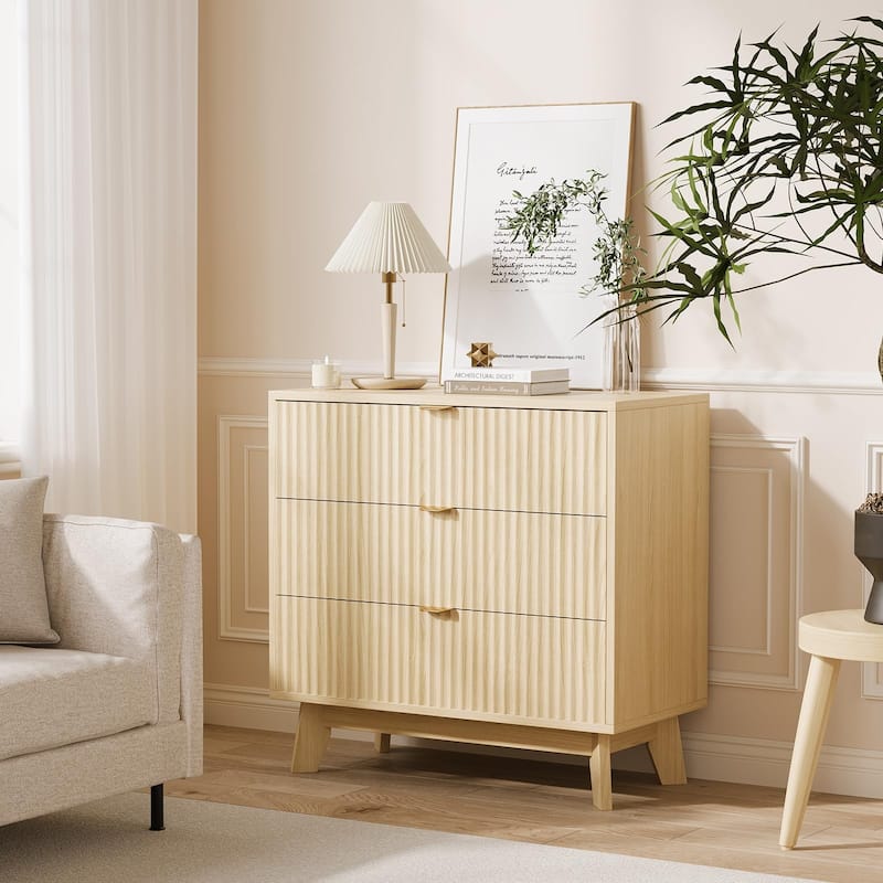 Fluted 3/4/5 Drawer Dressers for Bedroom, Modern Wooden Chest of Drawers