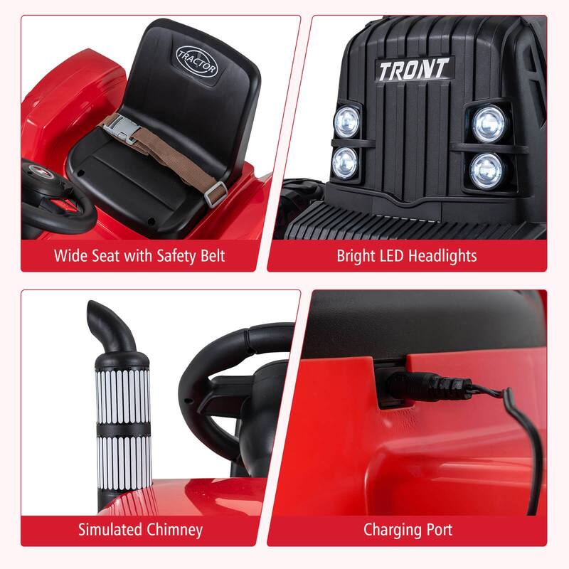 Costway 24V Ride On Tractor for Kids with Detachable Trailer Remote - See Details