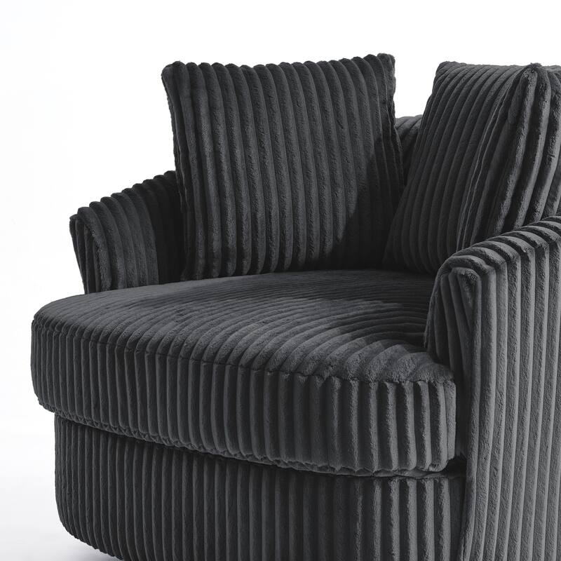 UIXE Oversize 43" Plush Corduroy Swivel Barrel Chair Comfy Accent Chair For Living Room