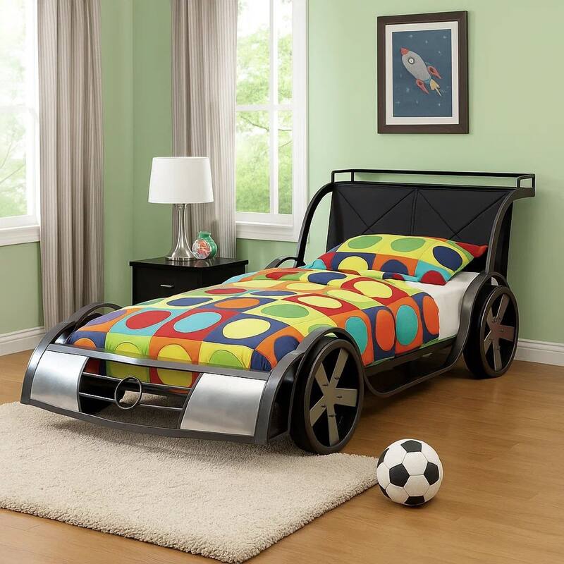 Gatsy GT Race Car Kids Full Bed with Headboard Shelf