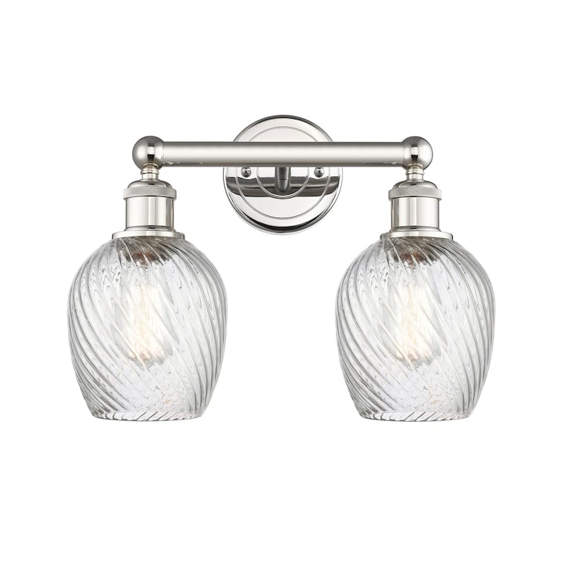 Innovations Lighting 616-2W-12-14 Salina Vanity Salina 2 Light 14" - Polished Nickel / Clear Spiral Fluted