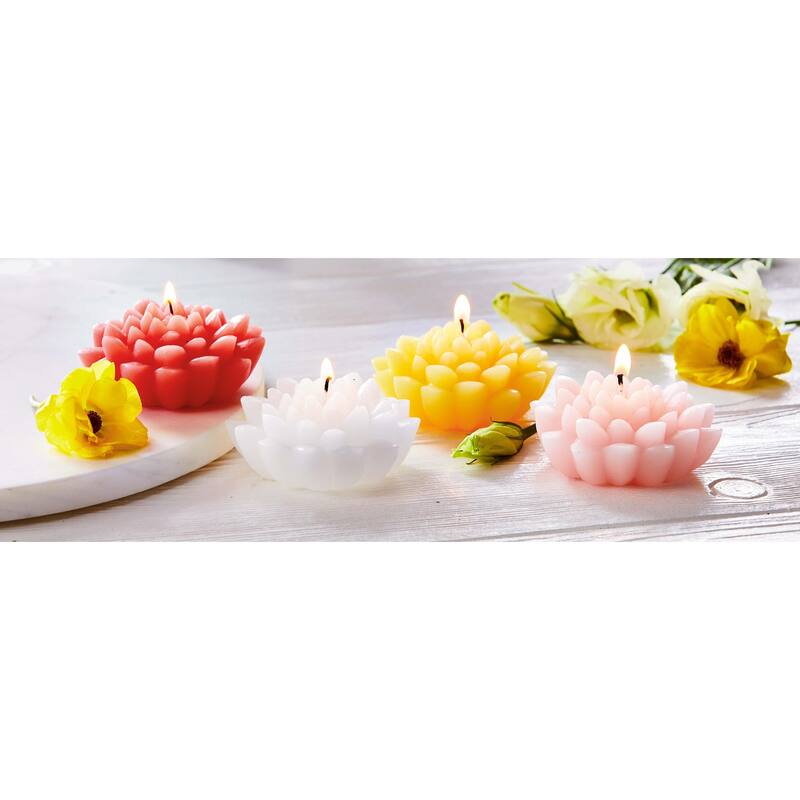 Blossom Flower Shaped Novelty Paraffin Wax Candle White Burn Time 2.5 hours