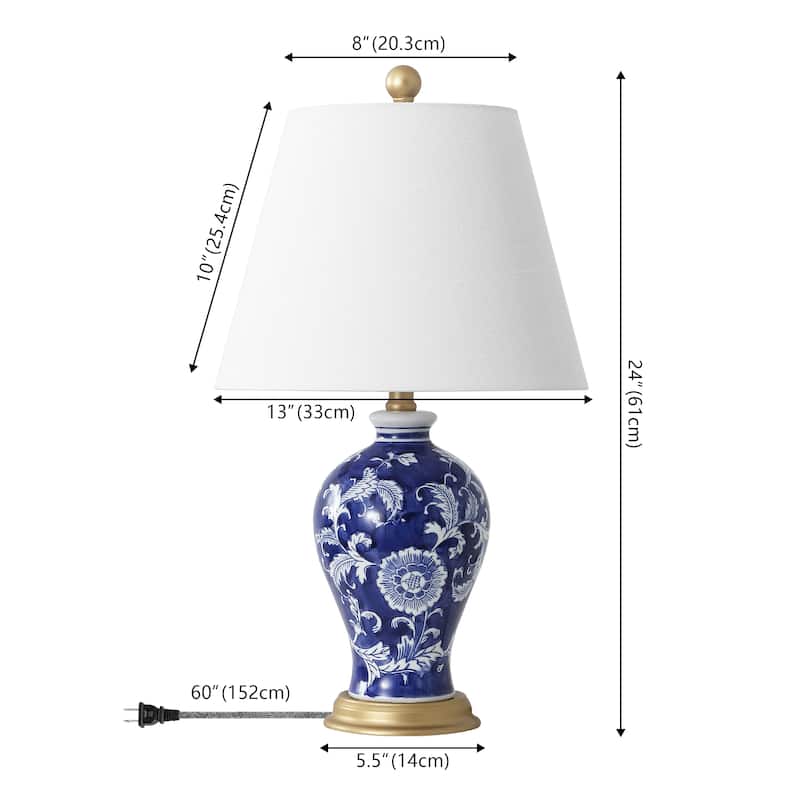 Grace 24" Floral LED Table Lamp, Multi/Brass by JONATHAN Y