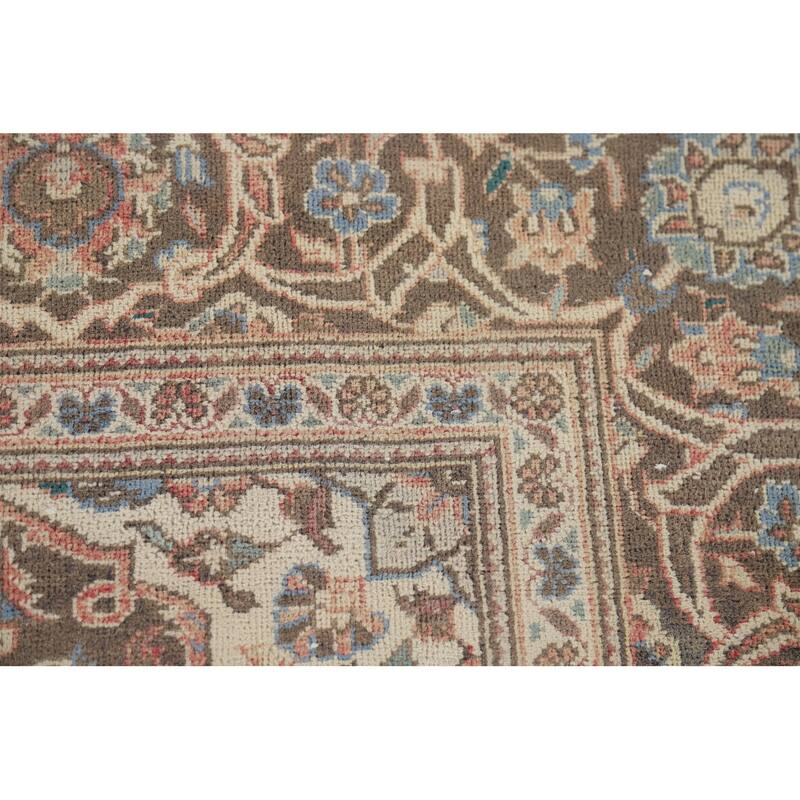 Pink Mashad Vintage Persian Area Rug Handmade Wool Carpet - 6'5" x 10'0"