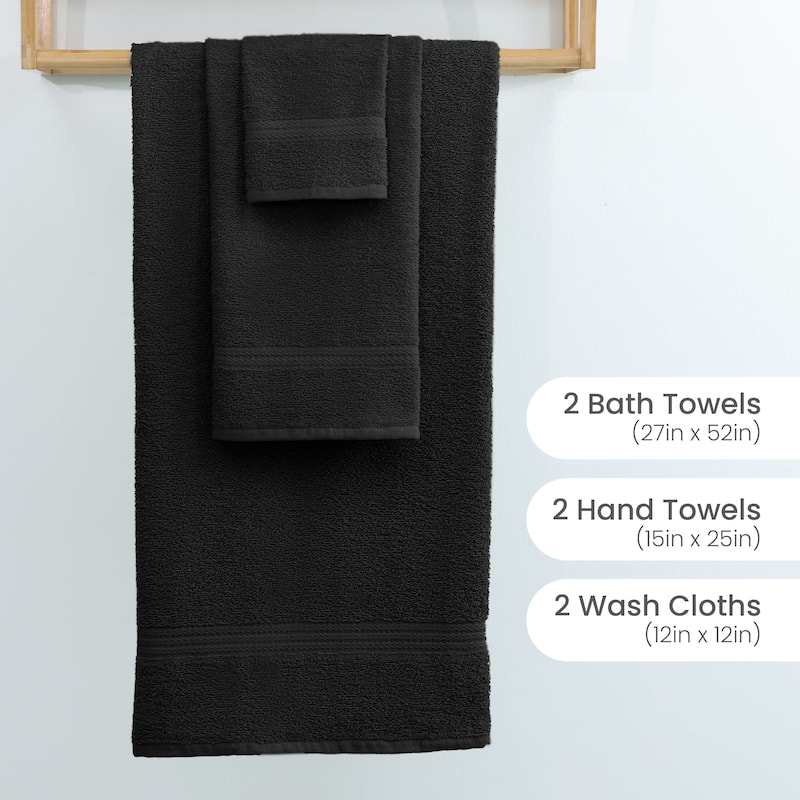 Superior Miami 100% Cotton 6-Piece Towel Set - Lightweight & Quick Drying