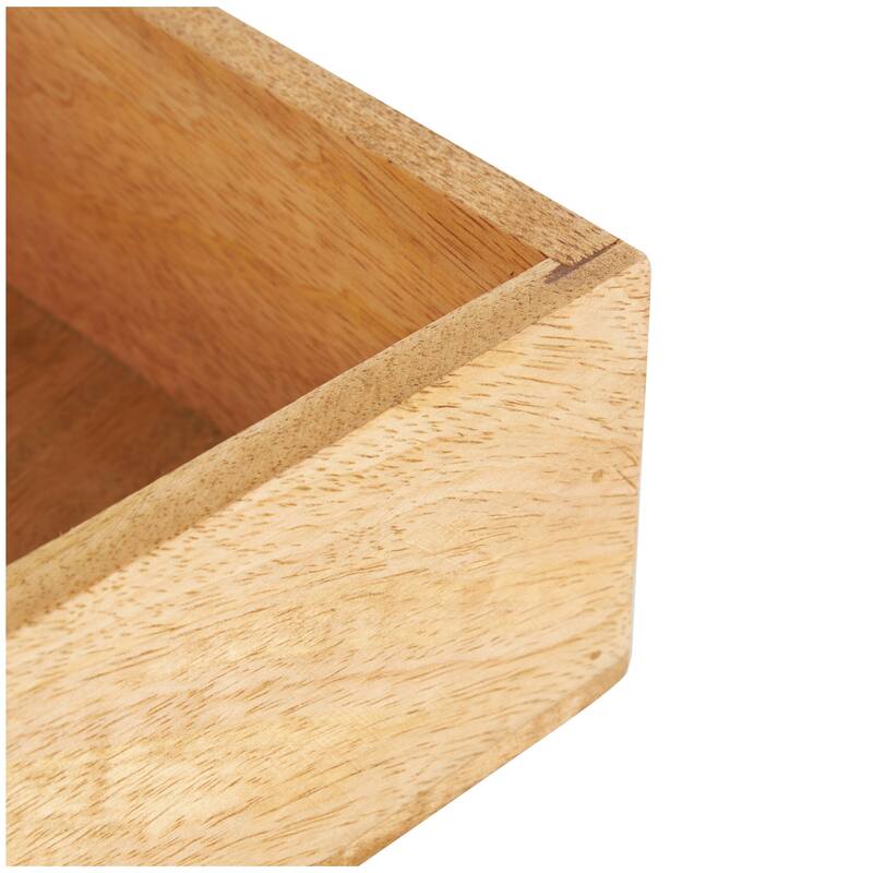 Brown Mango Wood Handmade Storage Scroll Box with Gold Accents (Set of 3)