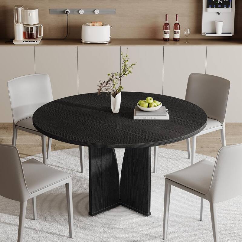 39.4-inch Wood Round Kitchen/Dining Table for 4 People Dining/Living Room