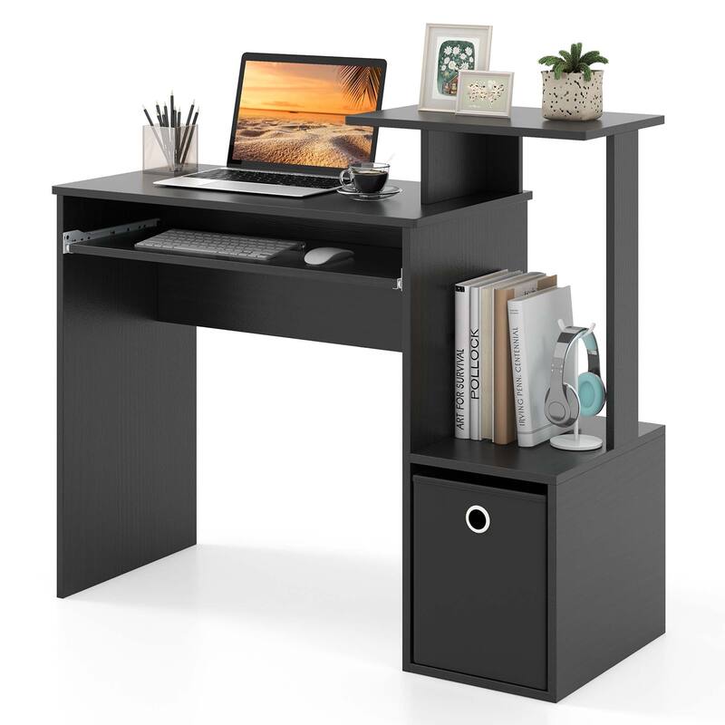 Costway Home Office Computer Desk Space-saving Study Writing Desk with - See Details - Black