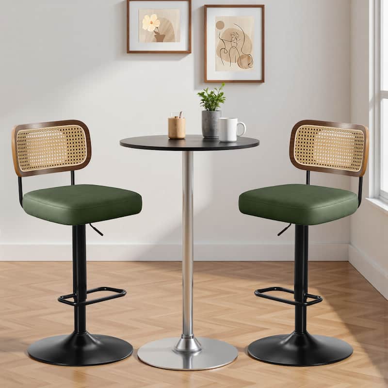 Adjustable Height Swivel Bar Stools with Back and Footrest - 17.7"W x 15.75"D x 35"-42.9"H
