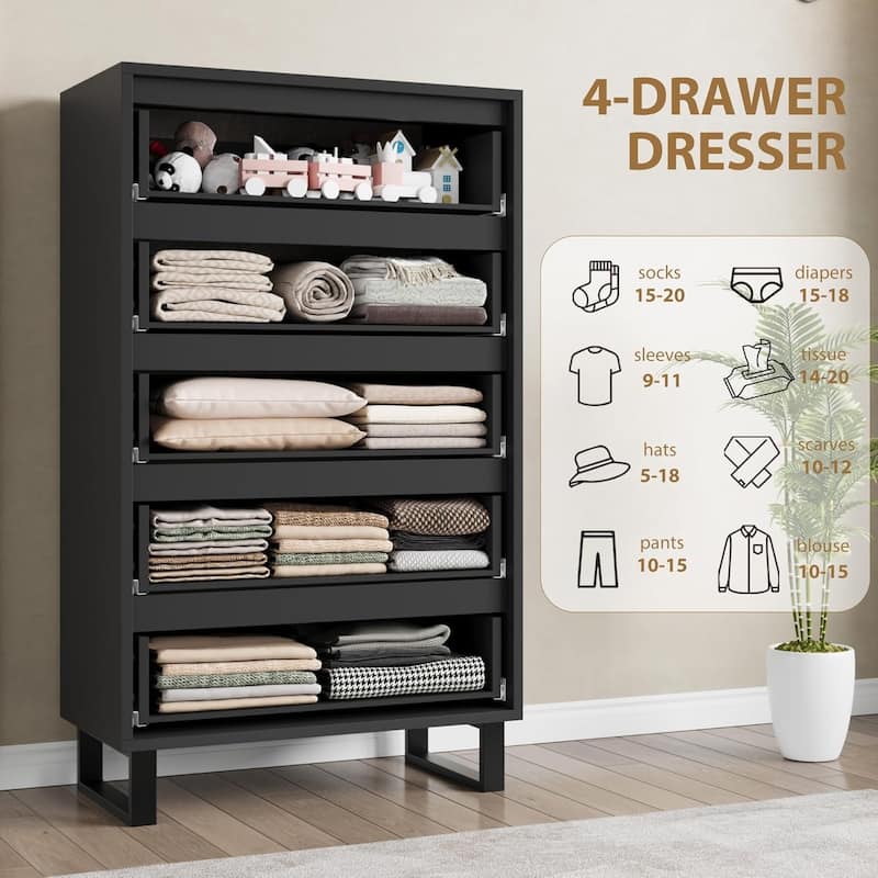 5-Drawer Dresser for Bedroom, 50" Tall Freestanding Vertical Wooden Chest Storage