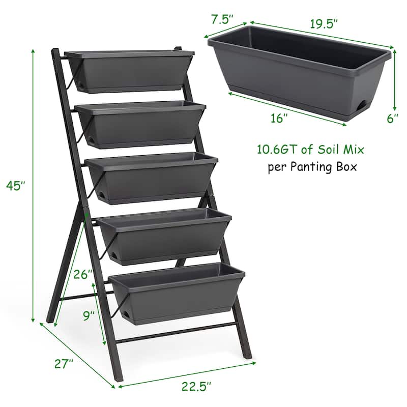 Costway Set of 2 4 FT Vertical Raised Garden Bed 5-Tier Planter Box - See Details