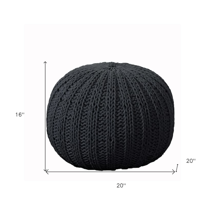 HomeRoots 20" Black 100% Cotton Ottoman