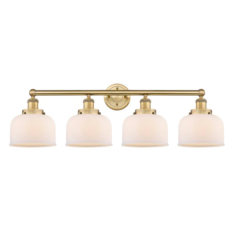 Innovations Lighting Large Bell - 4 Light 34" Bath Vanity Light - Brushed Brass/Matte White