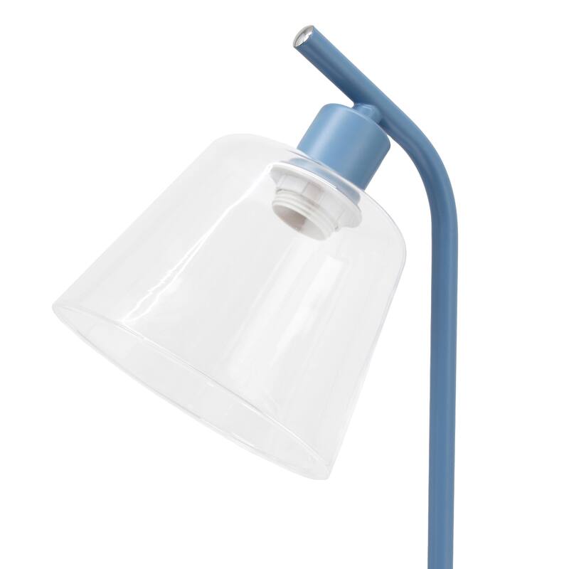 Angled Desk Lamp with Clear Ribbed Glass Shade - 15.75" - Blue