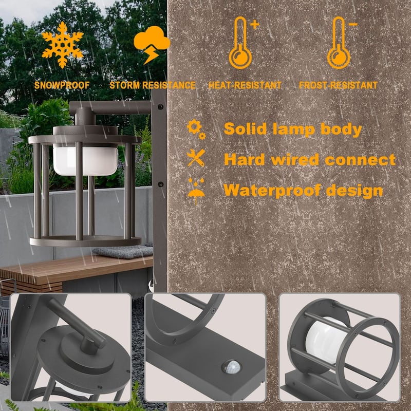 Motion Sensor Outdoor Wall Porch Light 650Lm 6.5W GX53 LED Bulb Modern Wall Sconce 3000K