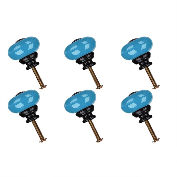 6pcs Ceramic Knobs Pull Handle Furniture Drawer Cabinet Cupboard Wardrobe Dresser Storage Boxes Accessories Blue