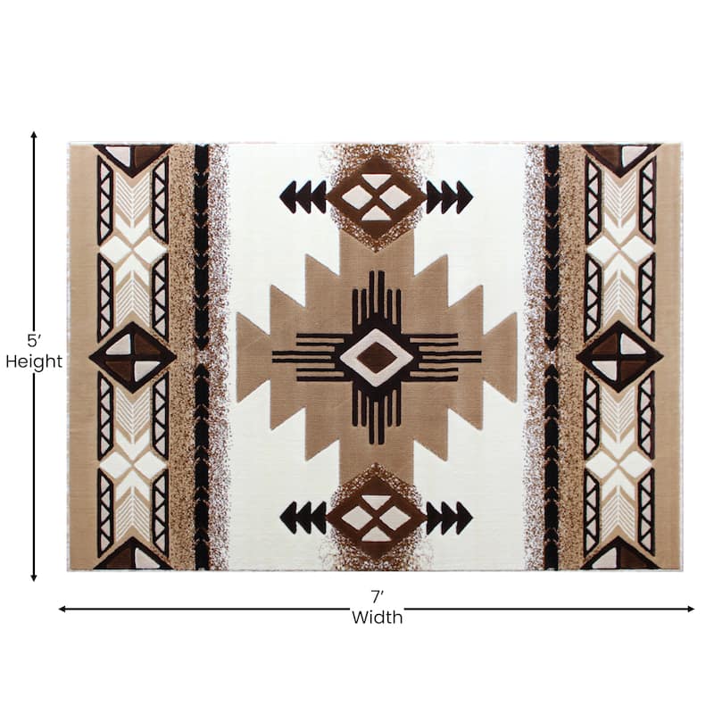 Traditional Southwestern Style Olefin Fiber Geometric Area Rug