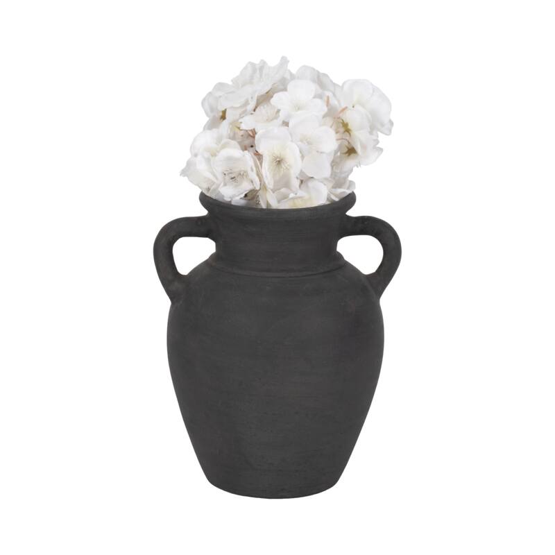Handcrafted Terracotta Pottery Vase with Amphora Shape and Handles