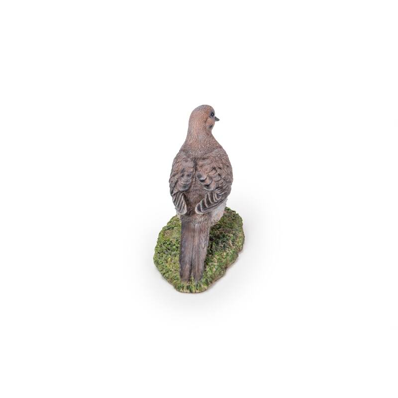 Mourning Dove on Grass Outdoor Garden Statue - 5.25" - Gray and Green