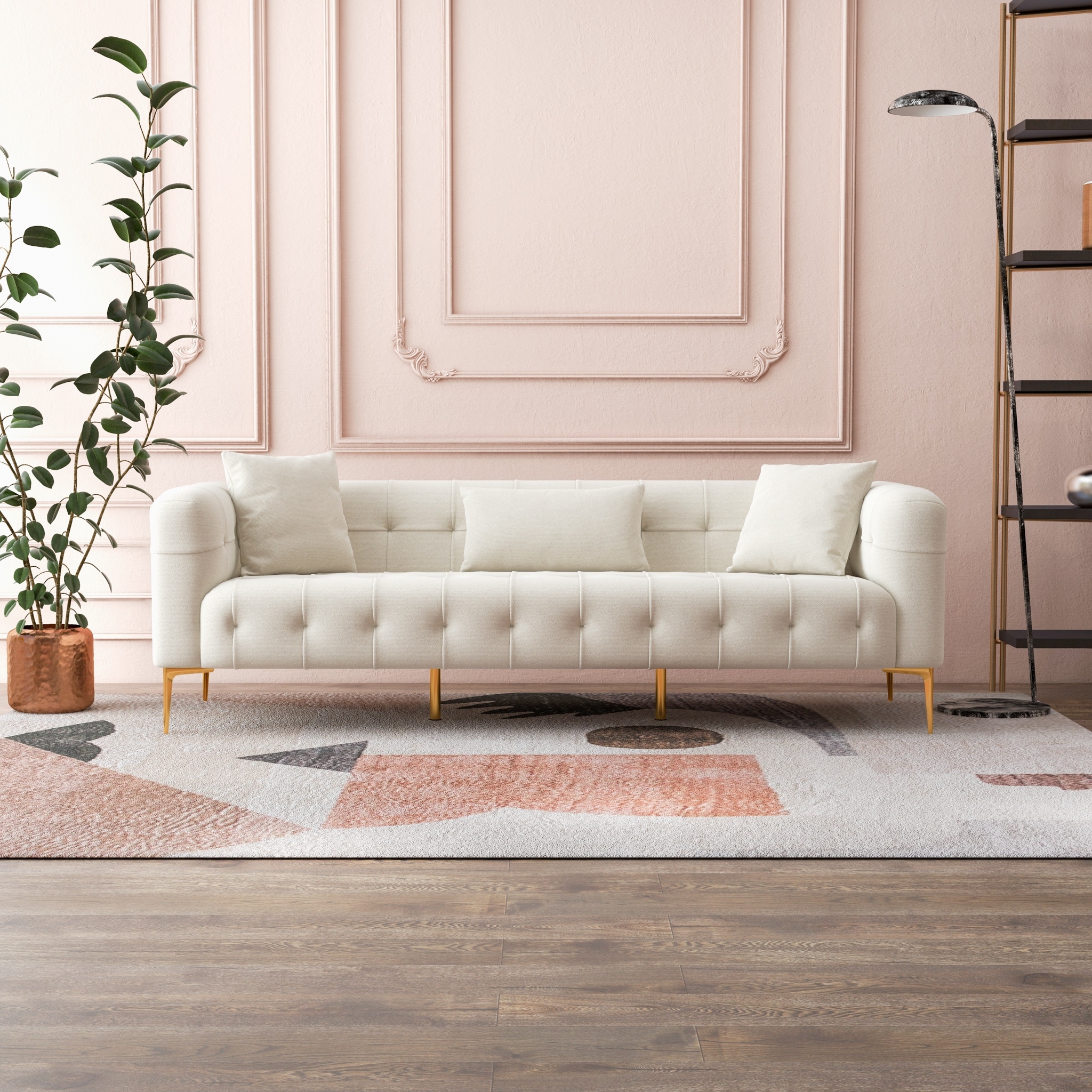 Ula Mid Century Modern Style Living Room French Knitted Boucle